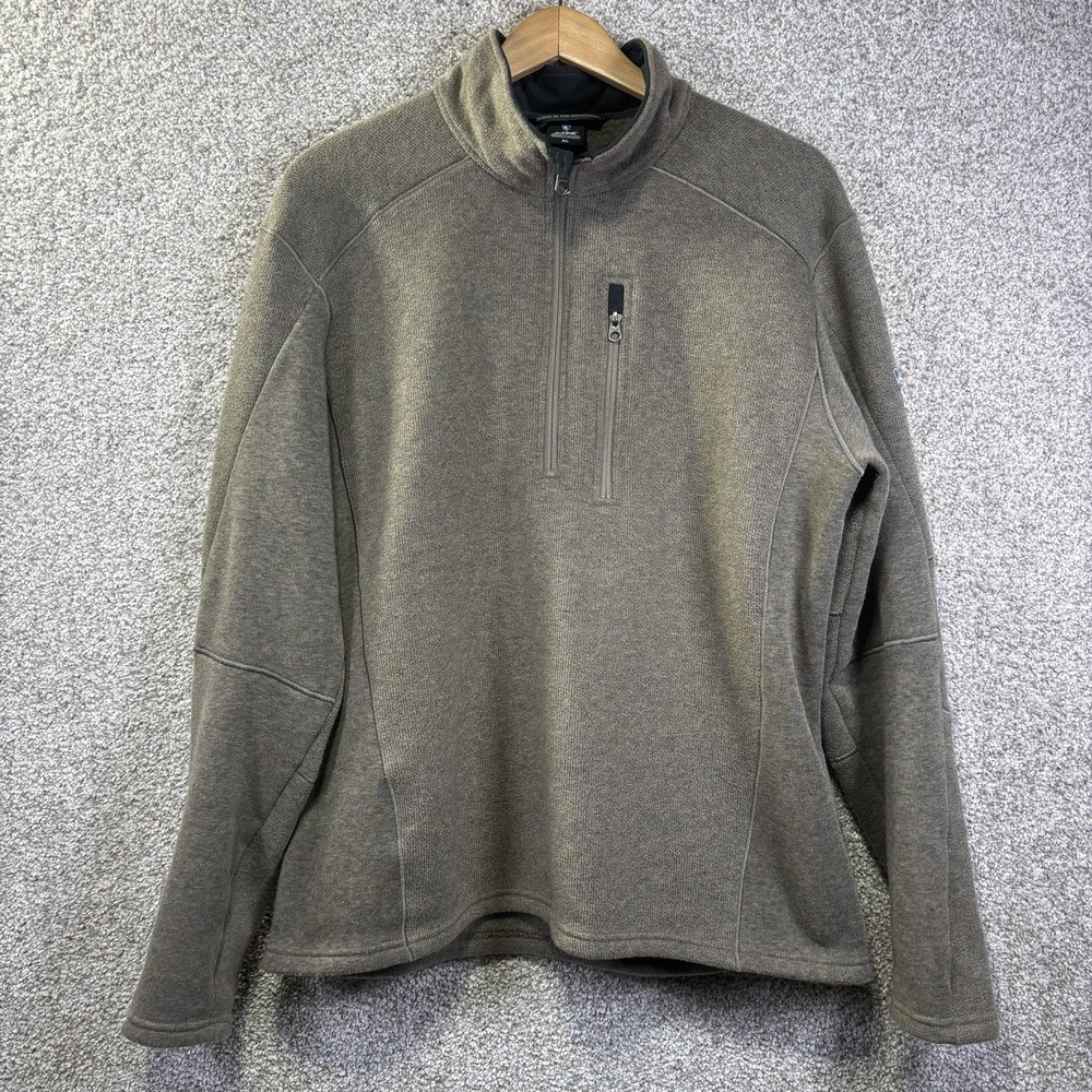 Kuhl Revel 1/4 Zip Sweater Fleece Pullover Mens XL Olive Brown Heather 3028
